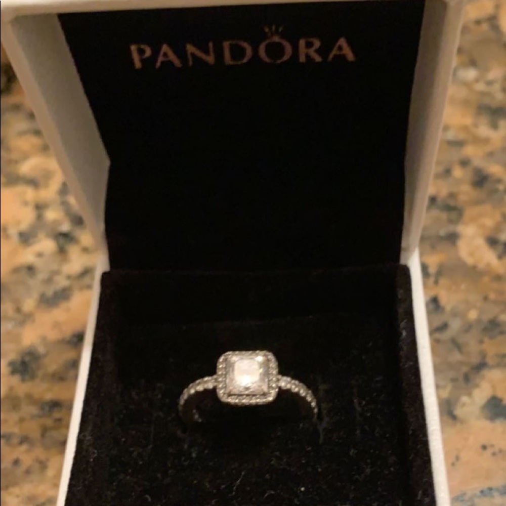 Pandora Square Sparkle Halo Ring